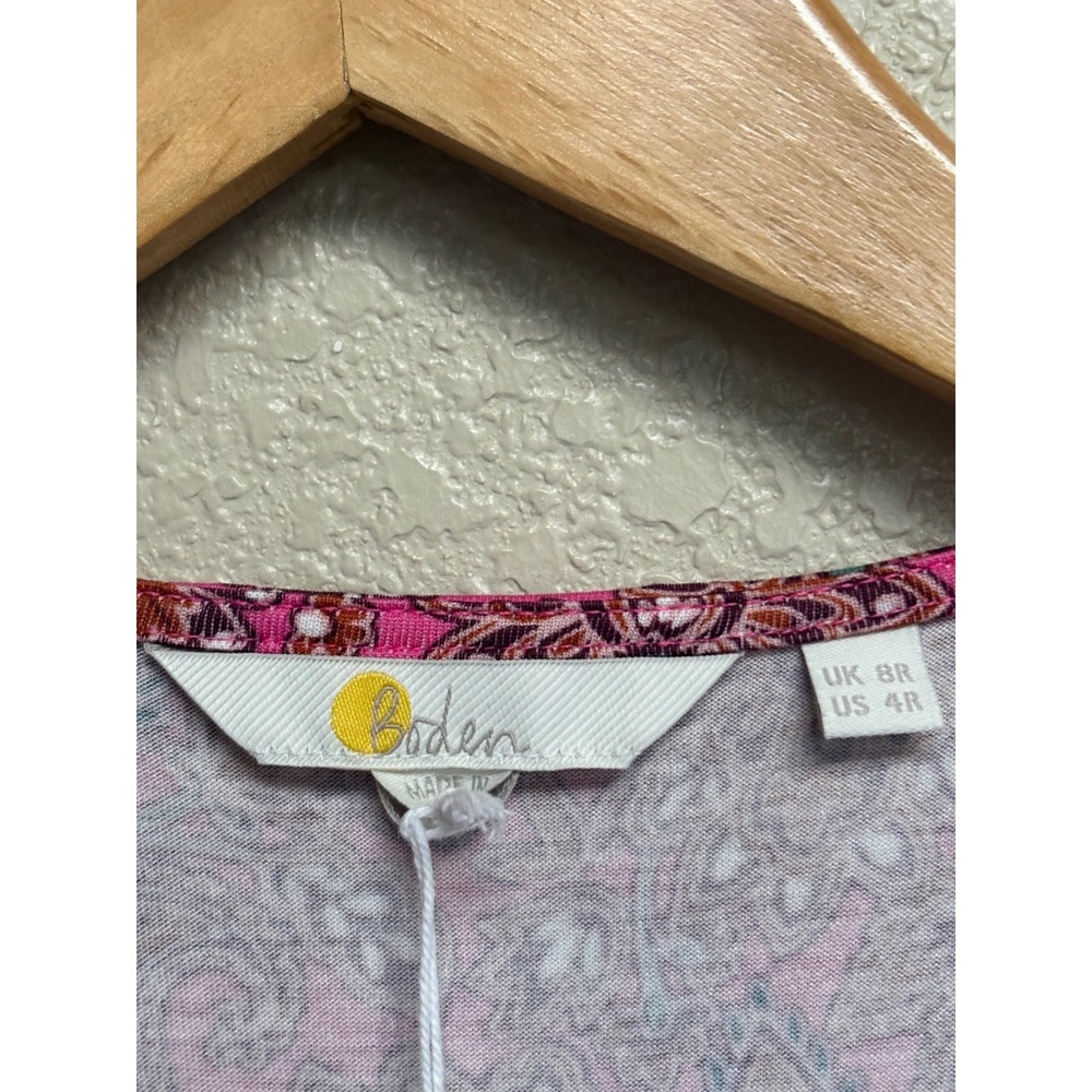 NWT Boden Pink Paisley Wrap Dress D0537 US 4R UK 8R Short Sleeve Mini - Picture 4 of 11